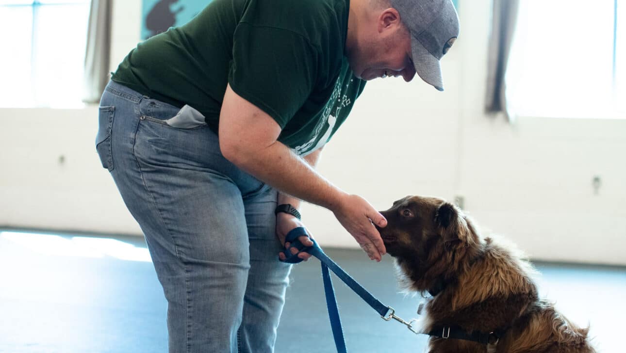 A dog having a treat.