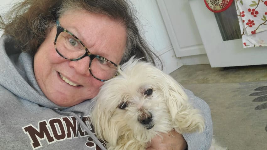 Maggie with her new mom, Cindy.